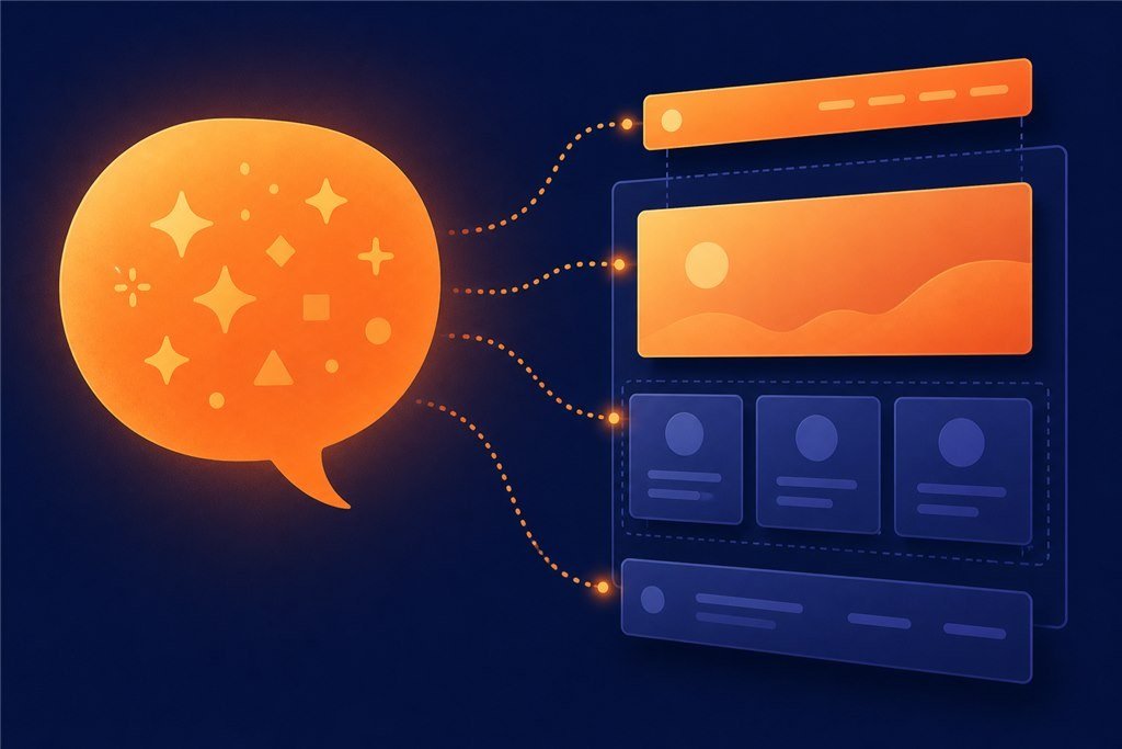 AI landing page prompt turning a brief into a Hero Form CTA page frame