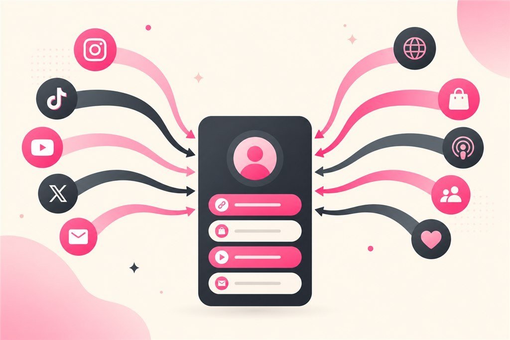 Path from social awareness to an order on a biolink for sales hub