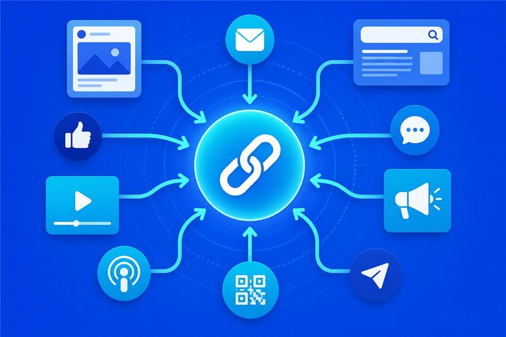 Short links and a social bio hub in the same funnel