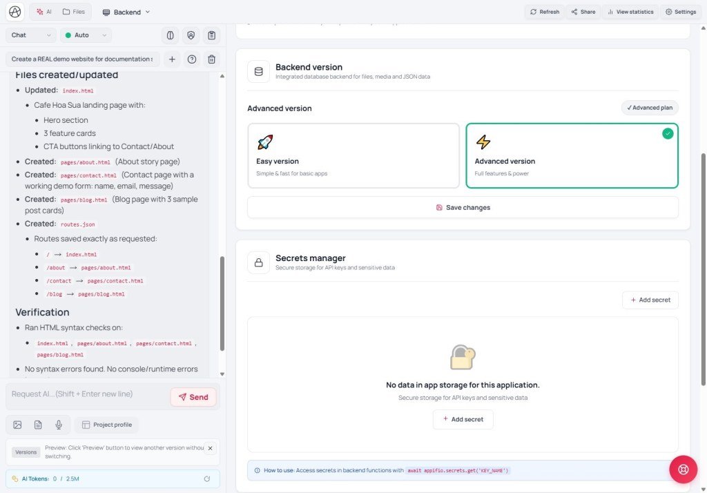 Backend Secrets manager for service keys