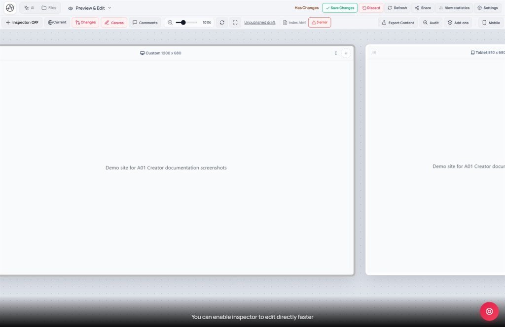 Canvas breakpoints Canvas with Custom desktop and Tablet frames side by side