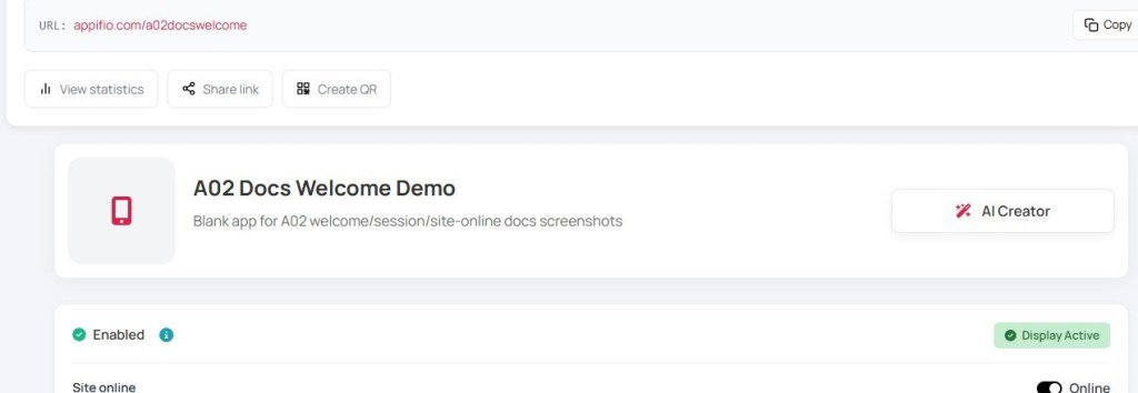Where to enable Site online Close-up of the Site online Offline/Online toggle on the settings page
