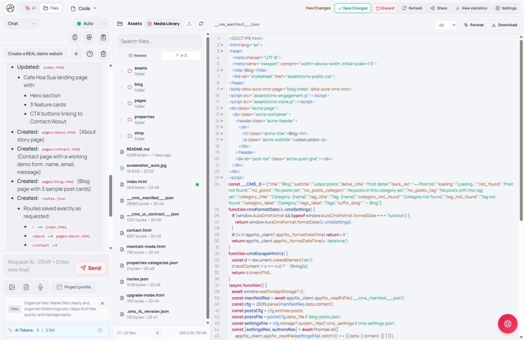 Code Files Assets tree with Has Changes and Save Changes