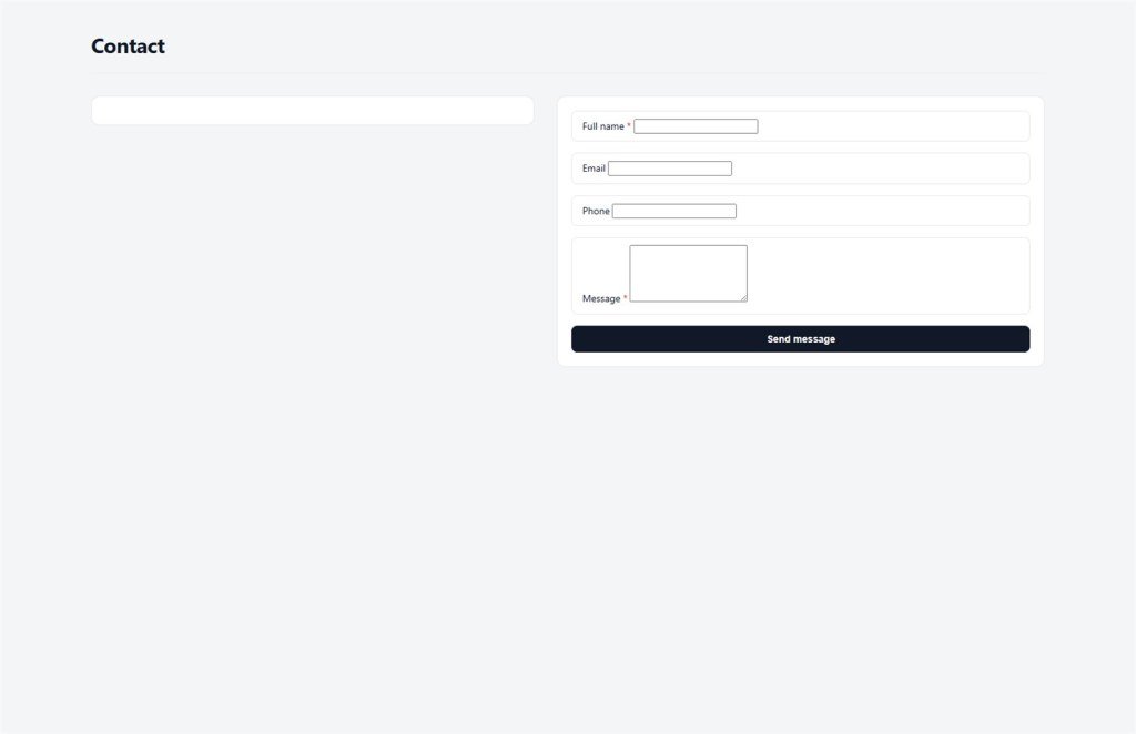 Public contact form on the live site for guest submissions