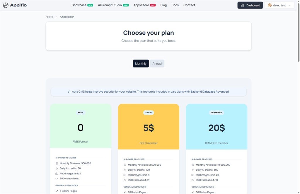 Public Plan pricing page comparing subscription levels
